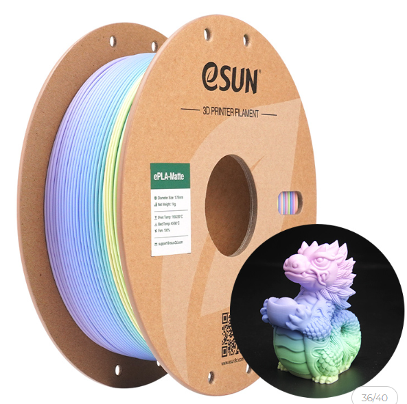eSUN PLA-Matte Rainbow color MACARON 3D Printer Filament 1.75mm, 1kg.