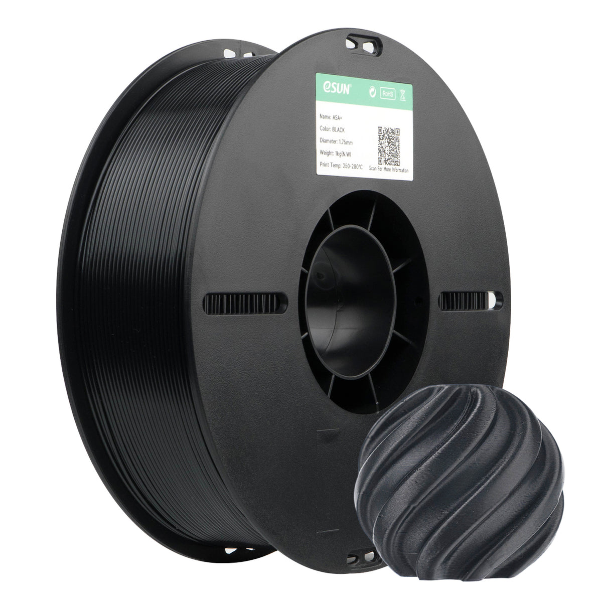 eSUN eASA color BLACK (Enhanced ASA) 3D Printed Filament 1.75mm, 1kg