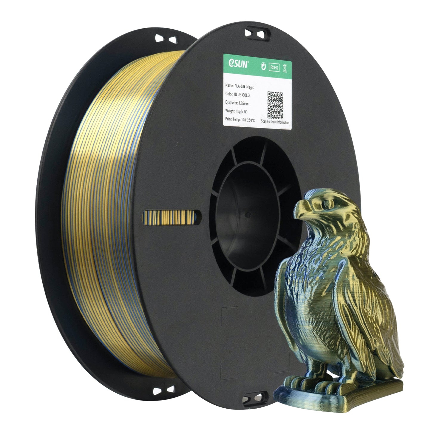 eSUN PLA-Silk Magic color BLUE GOLD 3D Printer Filament 1.75mm, 1kg.