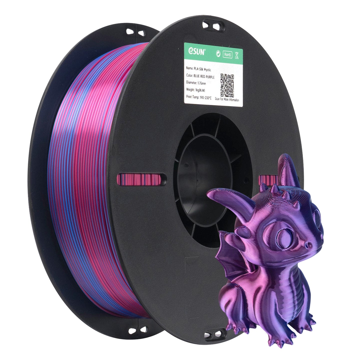eSUN PLA-Silk Mystic color BLUE RED PURPLE 3D Printer Filament 1.75mm, 1kg.