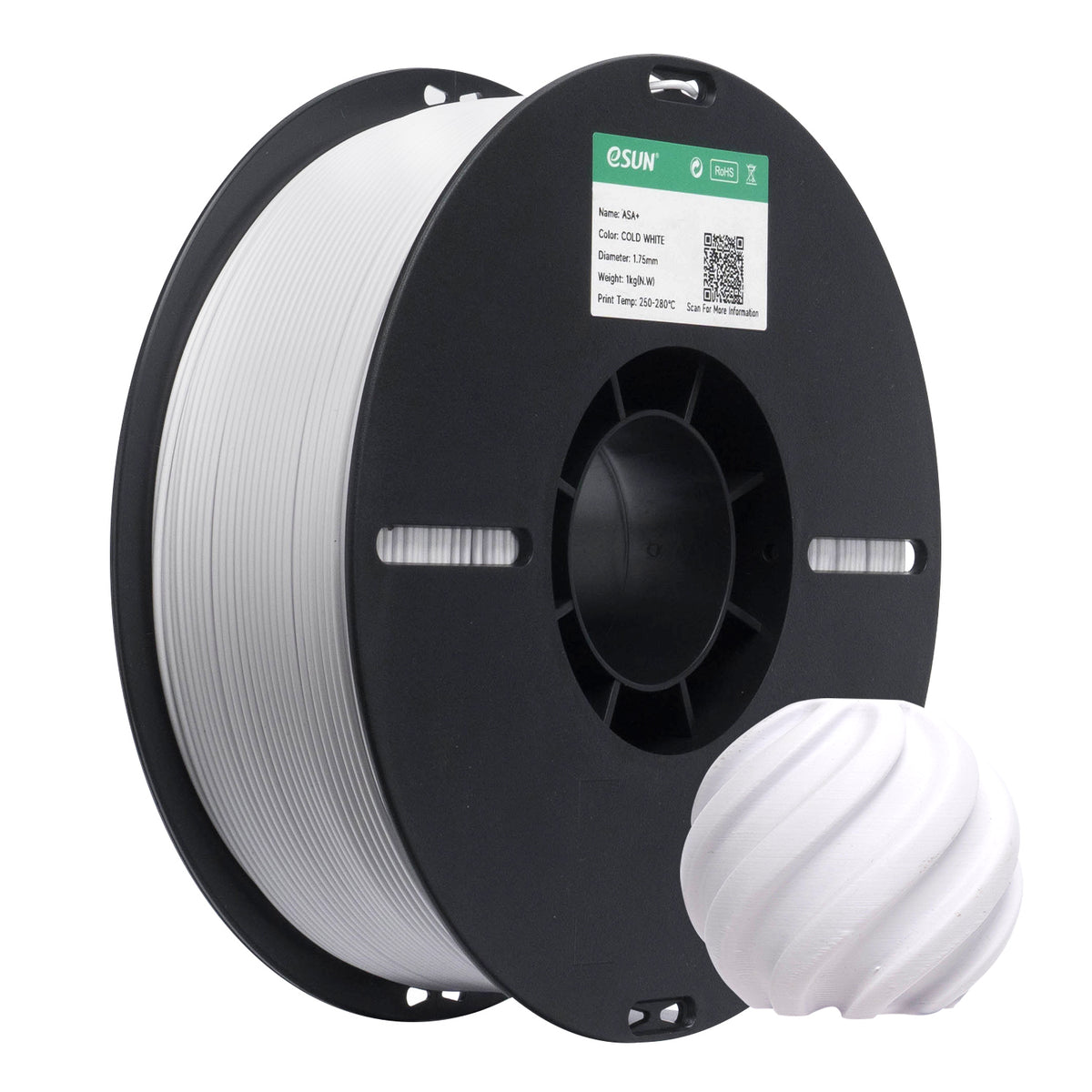 eSUN eASA color COLD WHITE (Enhanced ASA) 3D Printed Filament 1.75mm, 1kg.