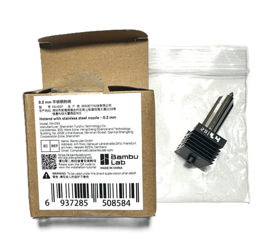 Bambu Lab H2 Hotend with Stainless Steel Nozzle - 0.2mm