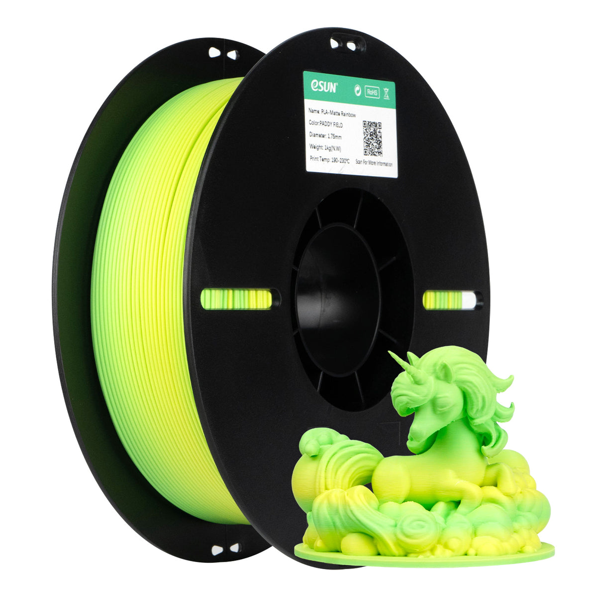 eSUN PLA-Matte Rainbow color PADDY FIELD  3D Printer Filament 1.75mm, 1kg.