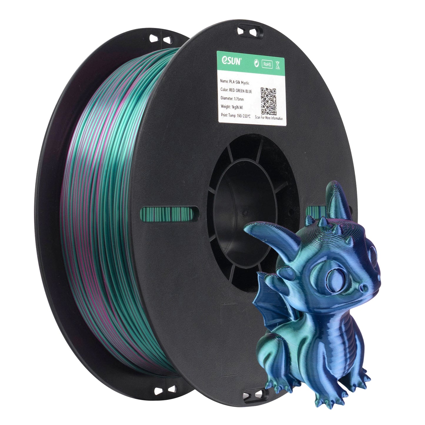 eSUN PLA-Silk Mystic color RED GREEN BLUE 3D Printer Filament 1.75mm, 1kg.