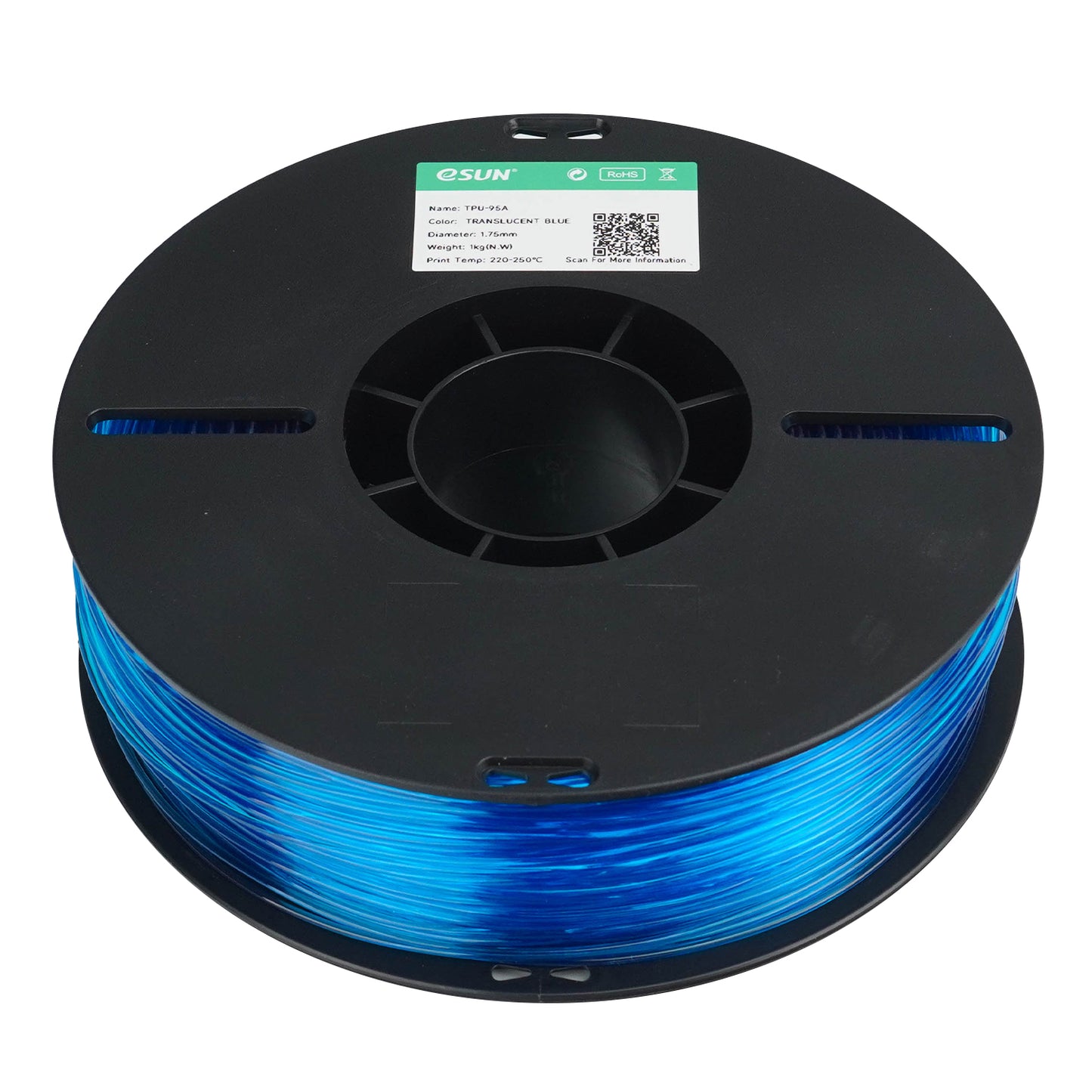 eSUN TPU-95A color TRANSLUCENT BLUE 3D Printer Filament 1.75mm, 1kg.