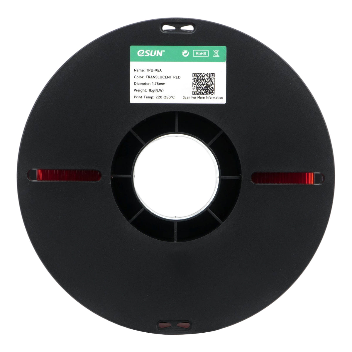 eSUN TPU-95A color TRANSLUCENT RED 3D Printer Filament 1.75mm, 1kg.