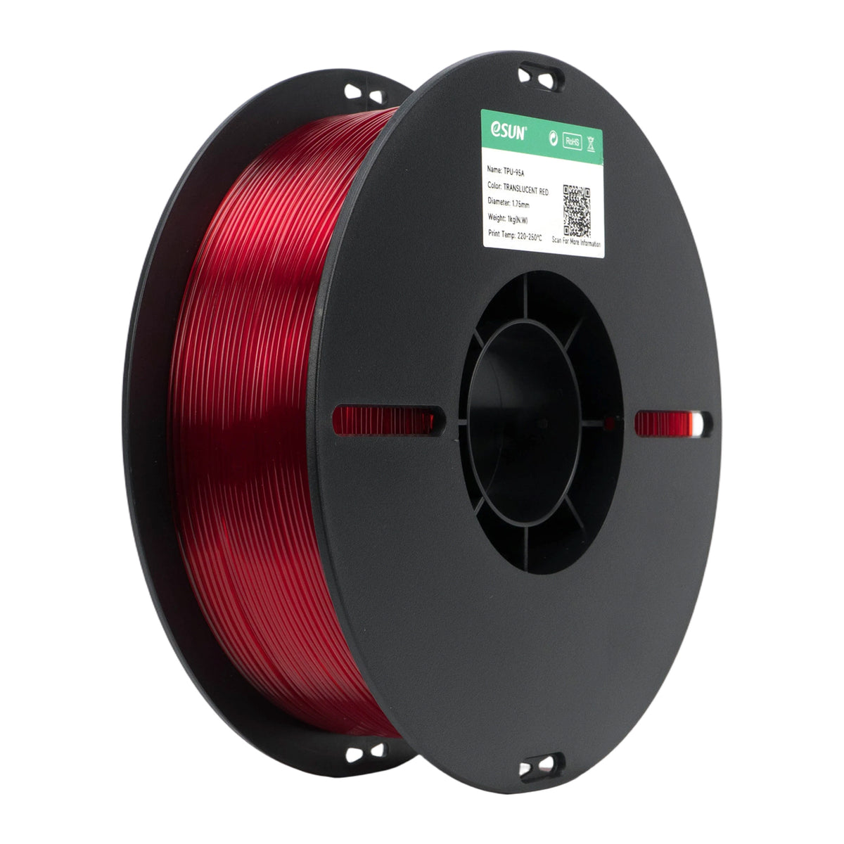 eSUN TPU-95A color TRANSLUCENT RED 3D Printer Filament 1.75mm, 1kg.