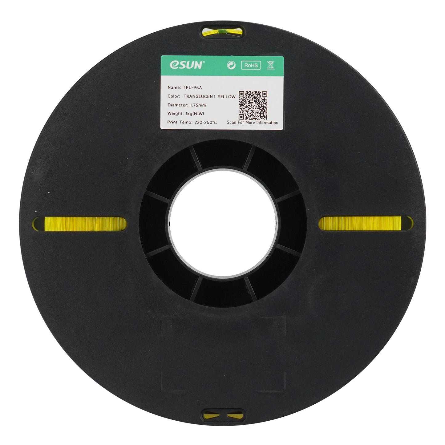 eSUN TPU-95A color TRANSLUCENT YELLOW 3D Printer Filament 1.75mm, 1kg.