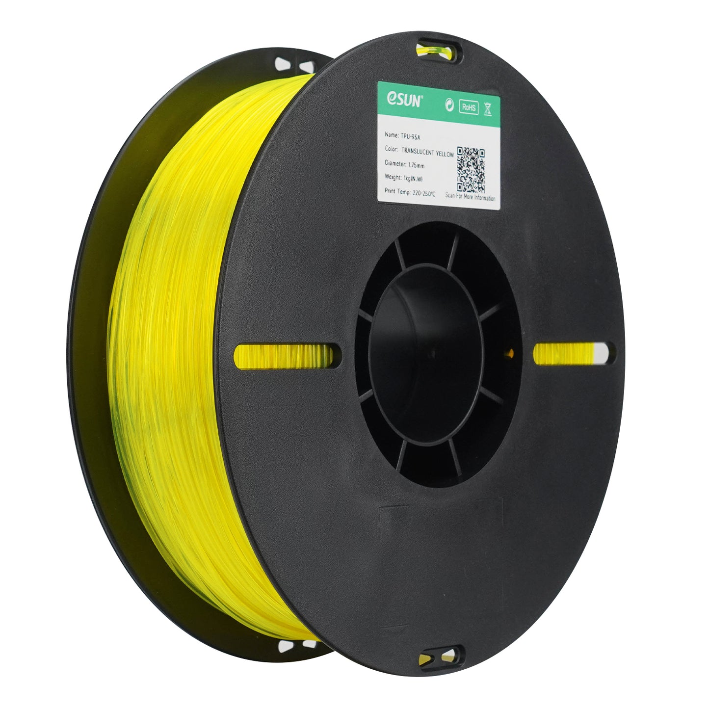 eSUN TPU-95A color TRANSLUCENT YELLOW 3D Printer Filament 1.75mm, 1kg.