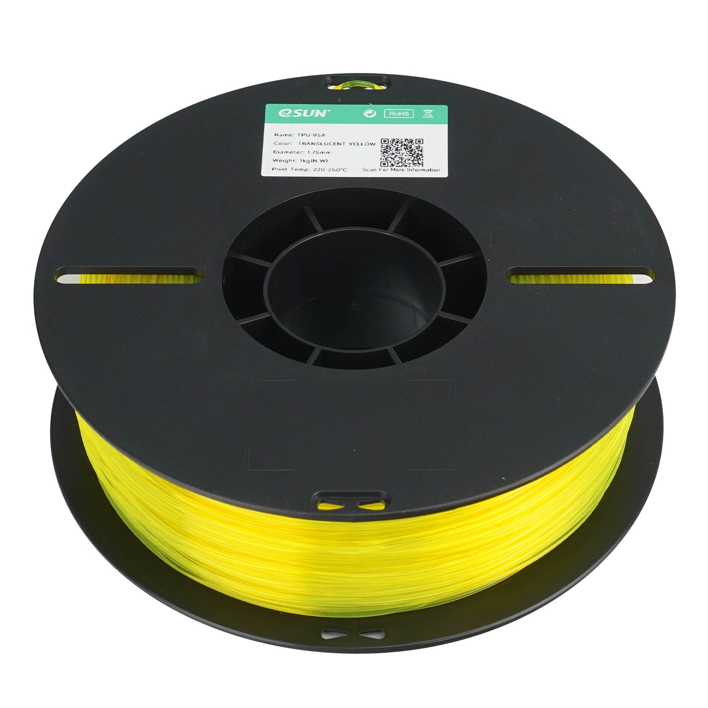 eSUN TPU-95A color TRANSLUCENT YELLOW 3D Printer Filament 1.75mm, 1kg.